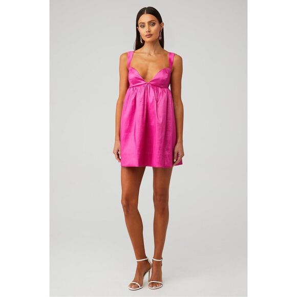 NWT For Love & Lemons Selena Mini Dress In Pink Size Small $249 MSRP - Picture 2 of 11